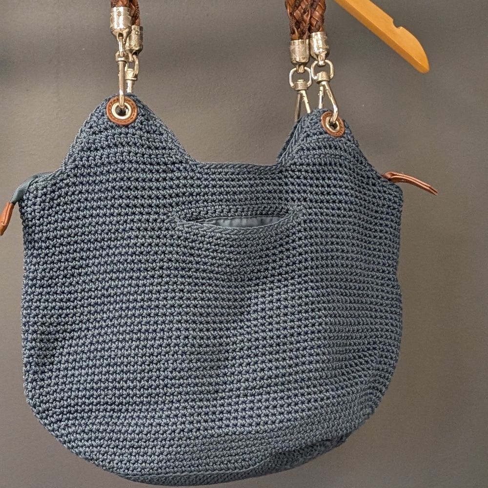 The Sak Navy Woven Shoulder Bag with Tan Details - Picture 6 of 9